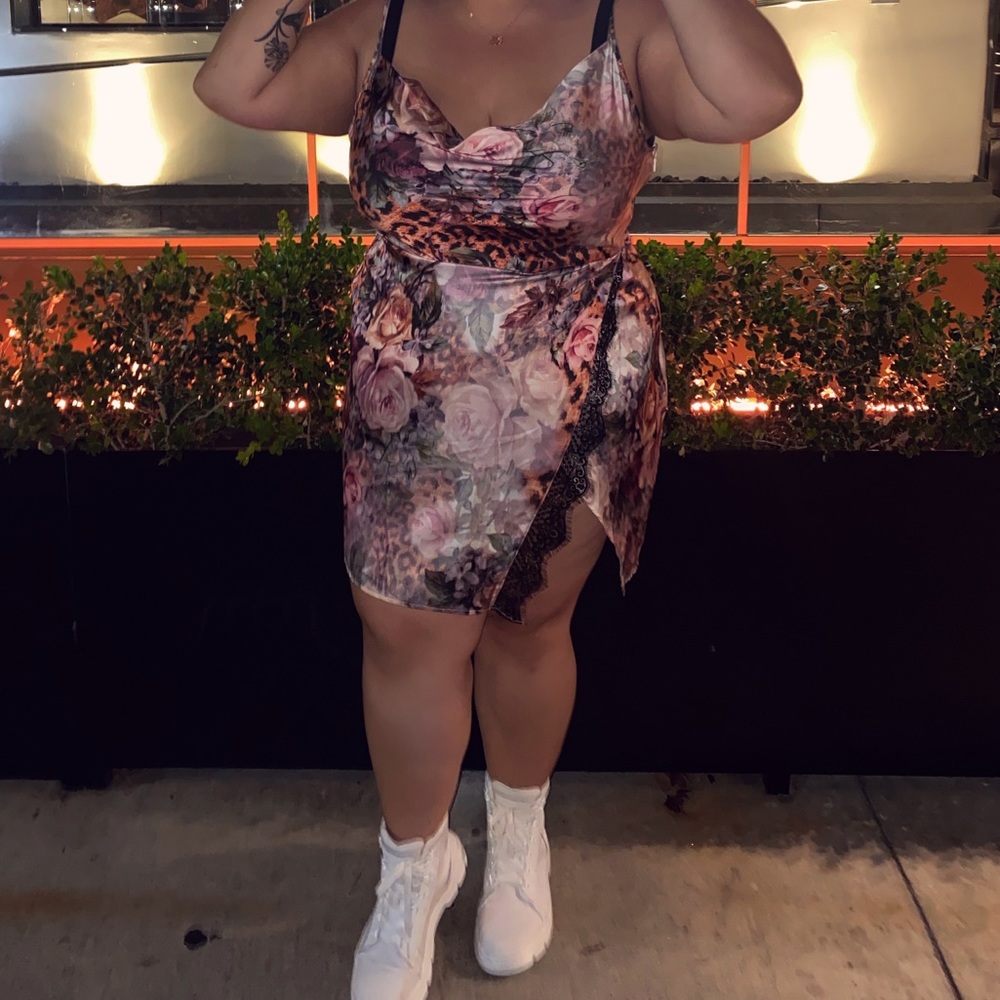 Floral cheetah print dress